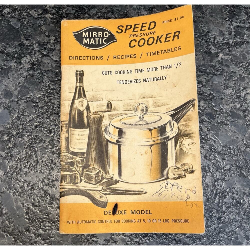 Vintage Mirro Matic Speed Pressure Cooker Instruction Manual Deluxe Model 1970’s